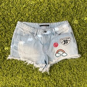 Penshoppe Patchwork Distressed Jean Shorts
